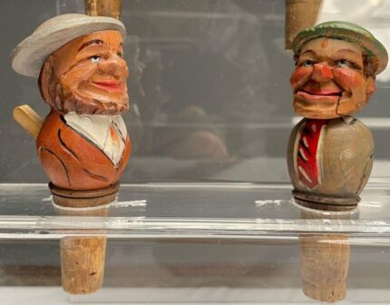 German, Cork Wine Stoppers, Hand Carved, Painted Wood, 19th/20th Century